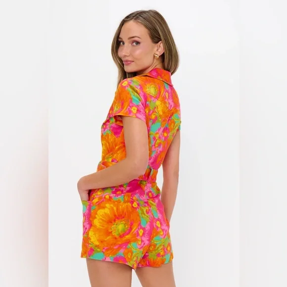 Show Me Your MuMu Orange and Pink Floral Romper - Picture 3 of 3